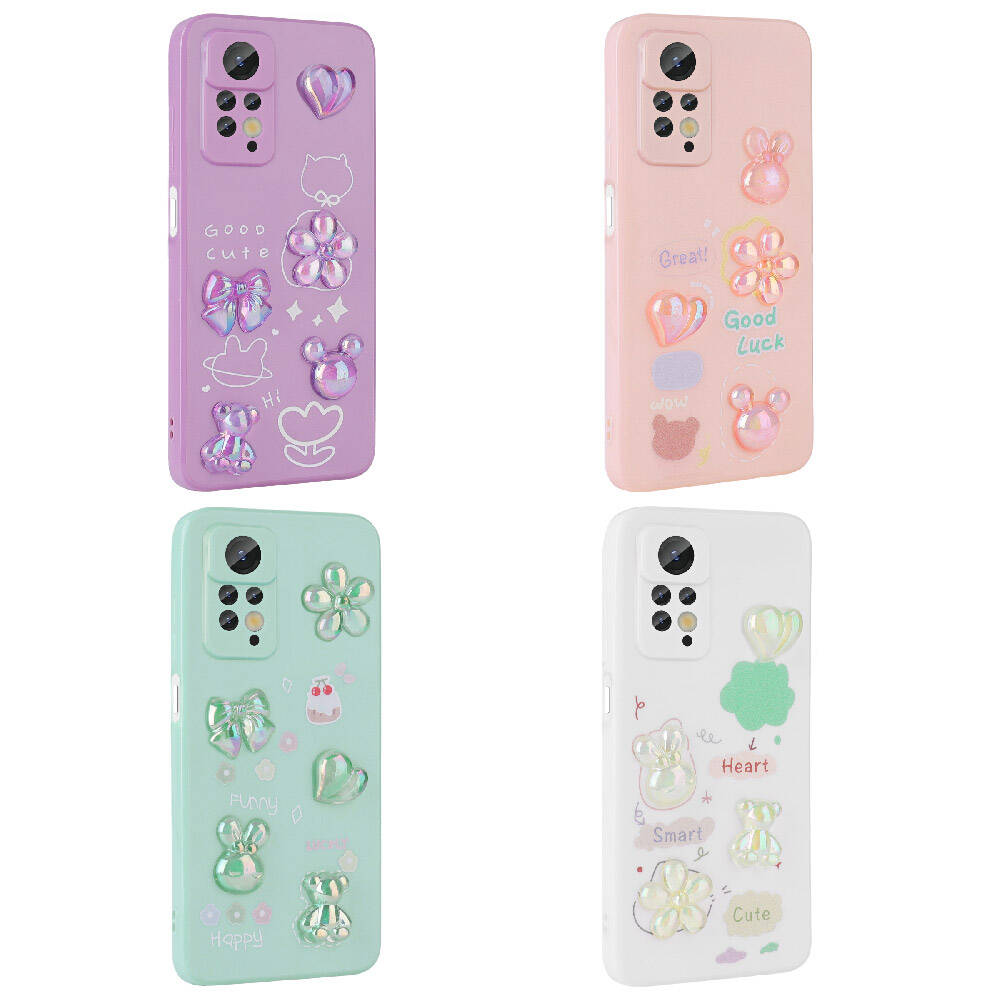 Xiaomi Redmi Note 12 Pro 4G Kılıf Kabartma Figürlü Parlak Zore Toys Silikon Kapak Beyaz