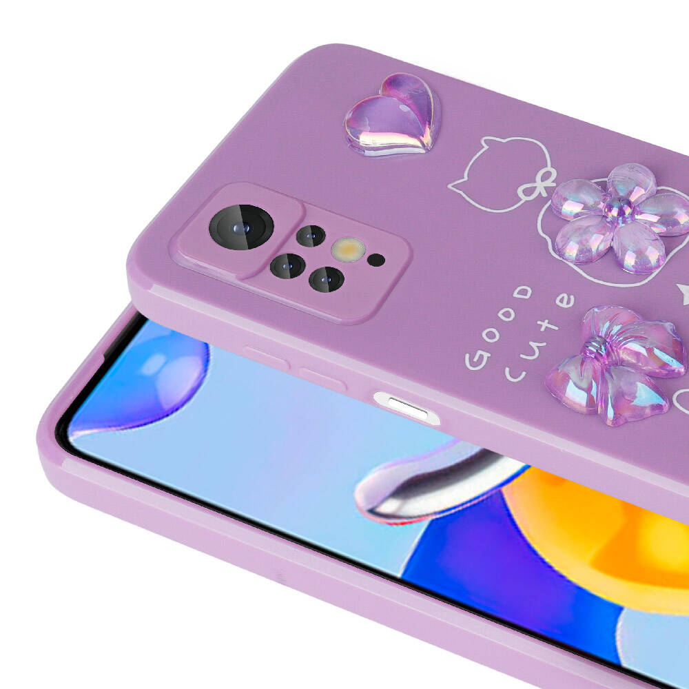 Xiaomi Redmi Note 12 Pro 4G Kılıf Kabartma Figürlü Parlak Zore Toys Silikon Kapak Pembe