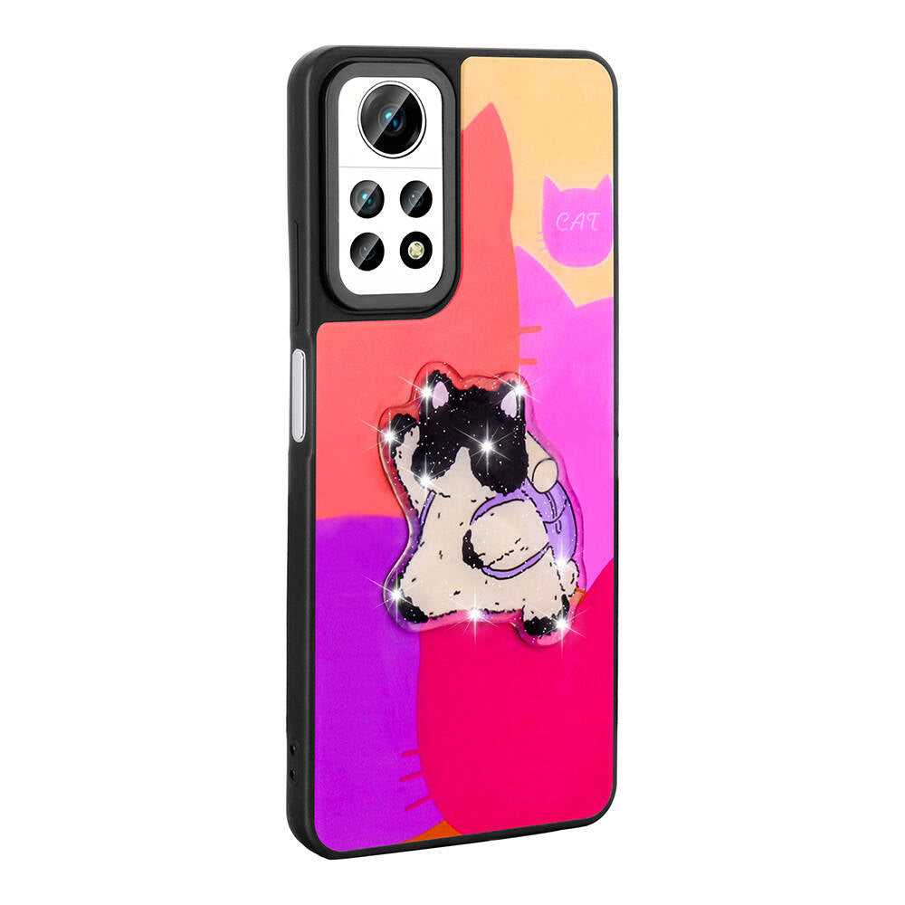 Xiaomi Redmi Note 12 Pro 4G Kılıf Parlayan Kabartmalı İkonik Figürlü Zore Amas Silikon Kapak Mor