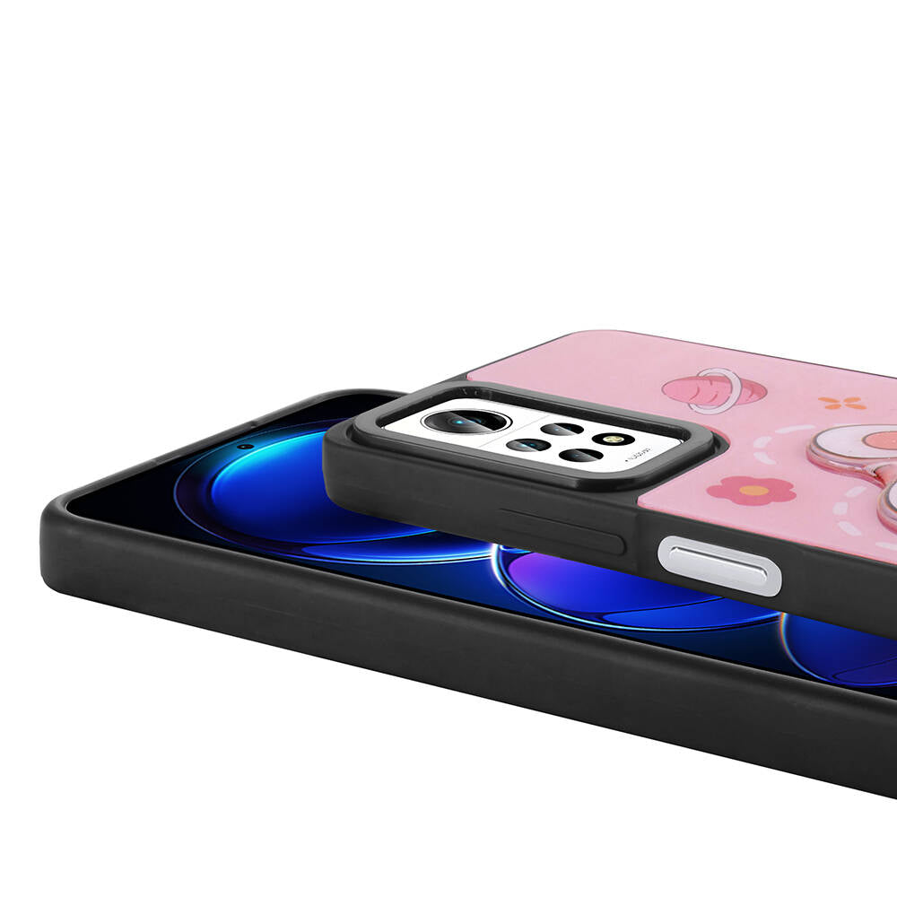 Xiaomi Redmi Note 12 Pro 4G Kılıf Parlayan Kabartmalı İkonik Figürlü Zore Amas Silikon Kapak Beyaz