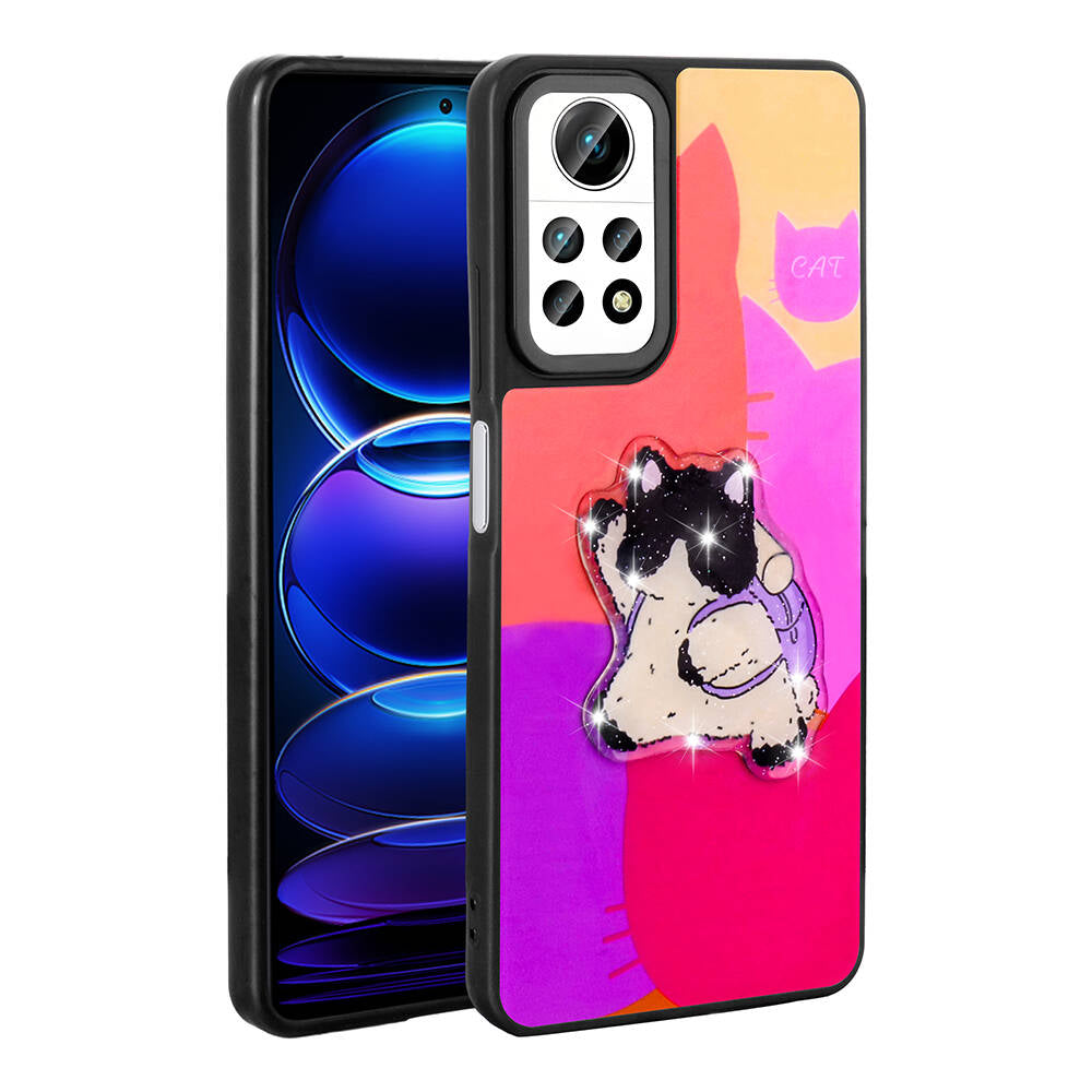 Xiaomi Redmi Note 12 Pro 4G Kılıf Parlayan Kabartmalı İkonik Figürlü Zore Amas Silikon Kapak Pembe