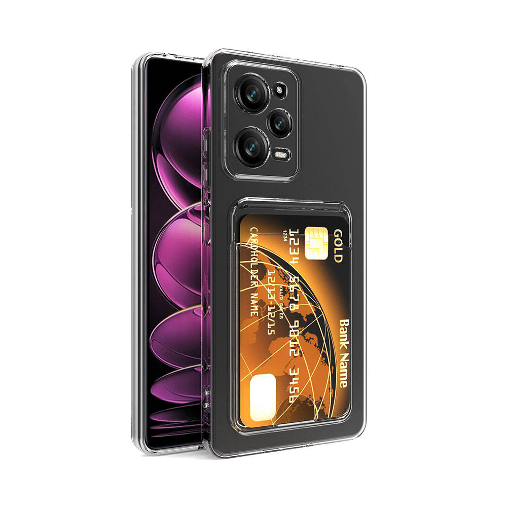 Xiaomi Redmi Note 12 Pro 5G Kılıf Kartlıklı Şeffaf Zore Setra Clear Silikon Kapak Renksiz