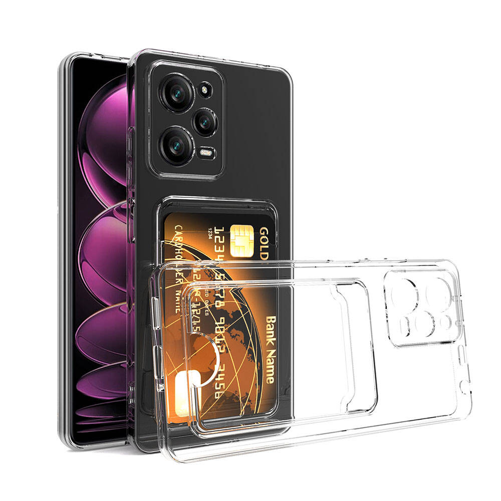 Xiaomi Redmi Note 12 Pro 5G Kılıf Kartlıklı Şeffaf Zore Setra Clear Silikon Kapak Renksiz