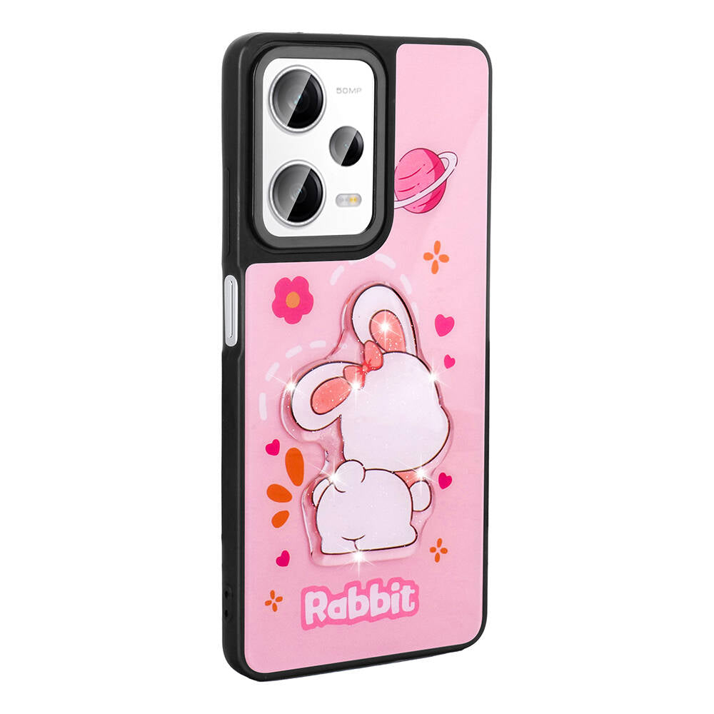 Xiaomi Redmi Note 12 Pro 5G Kılıf Parlayan Kabartmalı İkonik Figürlü Zore Amas Silikon Kapak Beyaz