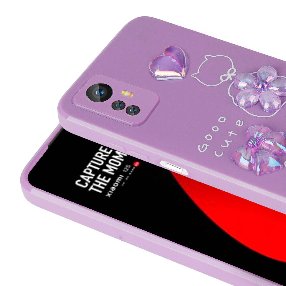 Xiaomi Redmi Note 12S Kılıf Kabartma Figürlü Parlak Zore Toys Silikon Kapak Beyaz