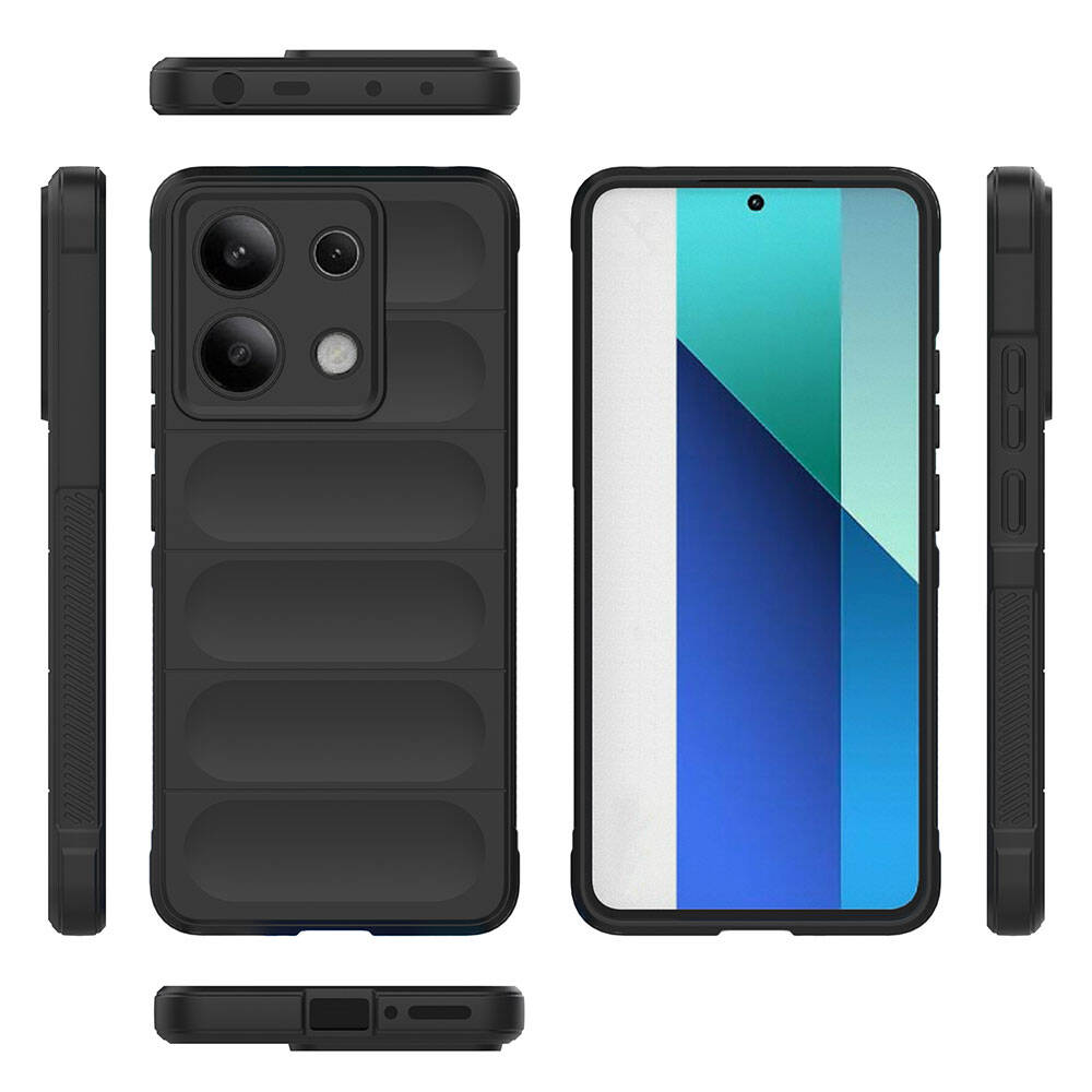 Xiaomi Redmi Note 13 4G Kılıf Esnek TPU Oyuklu Arka Yüzey Tasarımlı Zore Etnik Silikon Kapak Koyu Yeşil