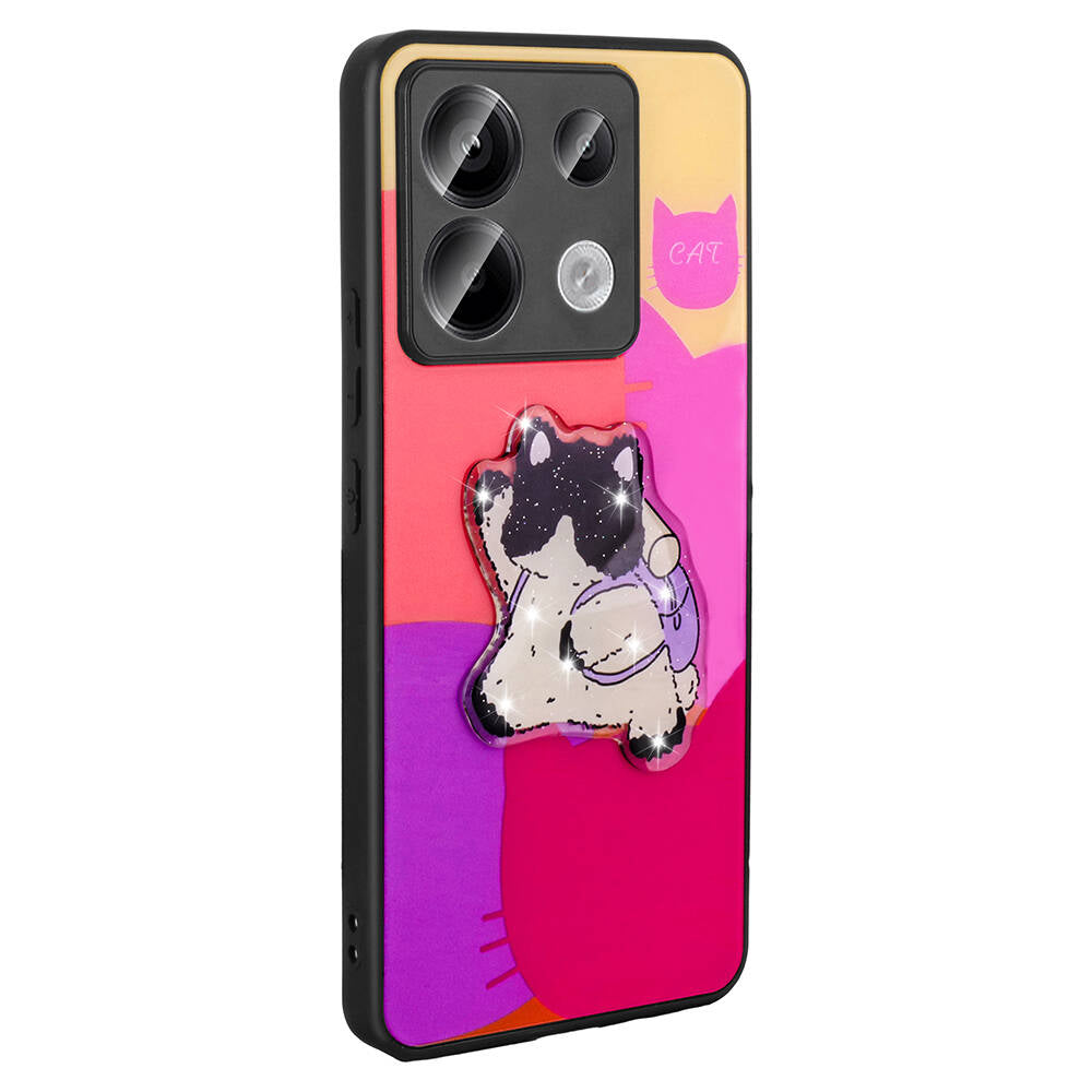 Xiaomi Redmi Note 13 Pro 5G Kılıf Parlayan Kabartmalı İkonik Figürlü Zore Amas Silikon Kapak Siyah