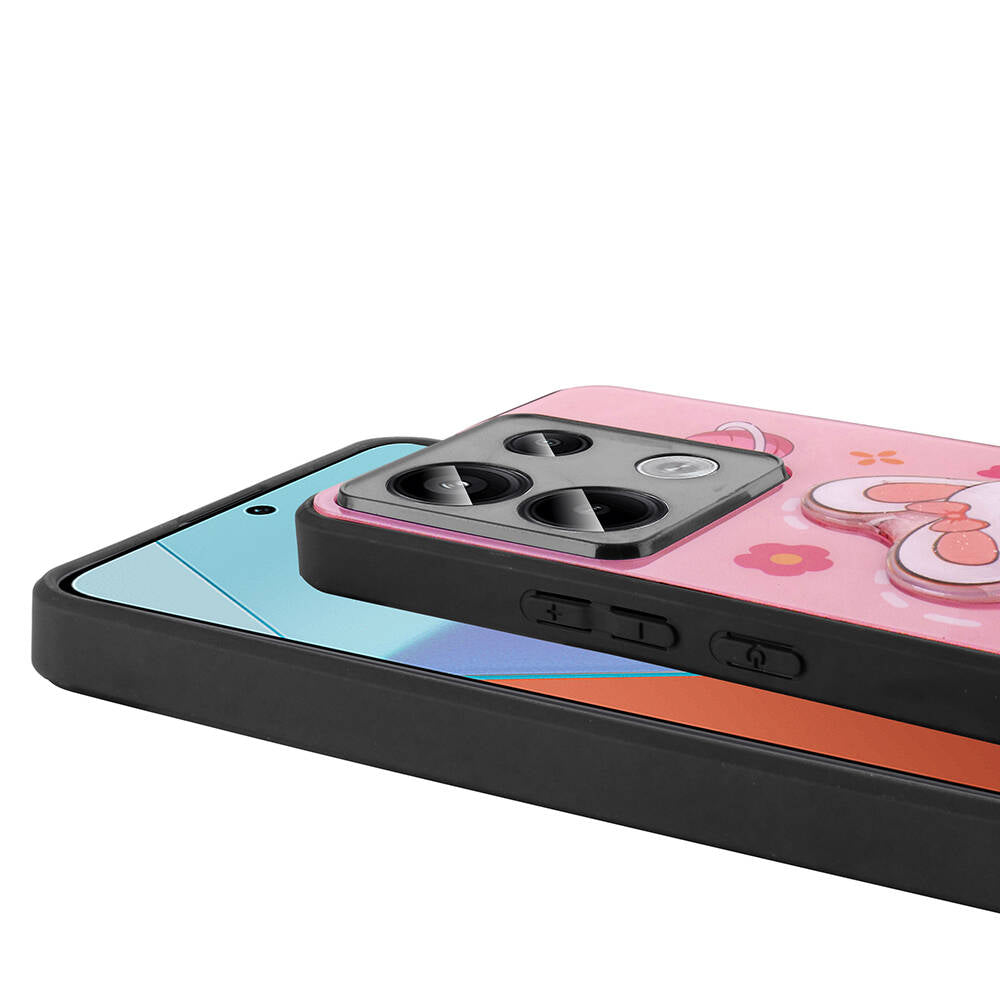 Xiaomi Redmi Note 13 Pro 5G Kılıf Parlayan Kabartmalı İkonik Figürlü Zore Amas Silikon Kapak Siyah