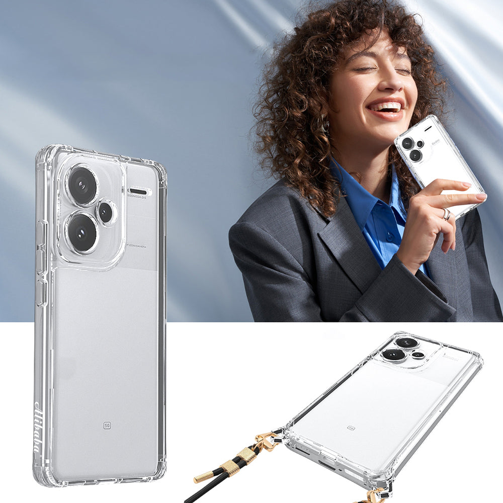 Xiaomi Redmi Note 13 Pro Plus 5G Kılıf Airbagli Takılabilir Askı Aparatlı Zore Snap Silikon Kapak Şeffaf