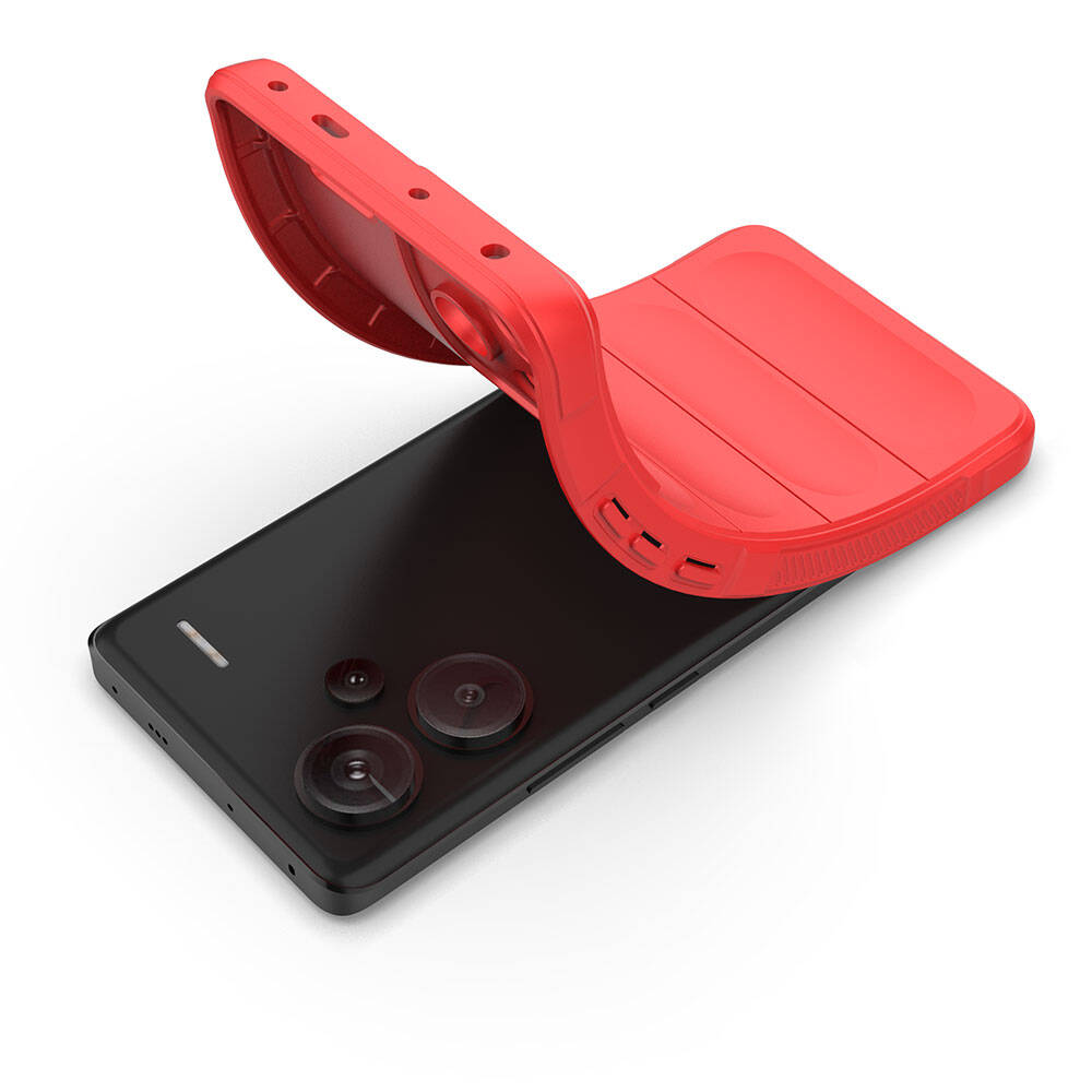 Xiaomi Redmi Note 13 Pro Plus 5G Kılıf Esnek TPU Oyuklu Arka Yüzey Tasarımlı Zore Etnik Silikon Kapak Kırmızı