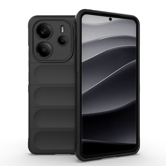 Xiaomi Redmi Note 14 4G Kılıf Esnek TPU Oyuklu Arka Yüzey Tasarımlı Zore Etnik Silikon Kapak Siyah