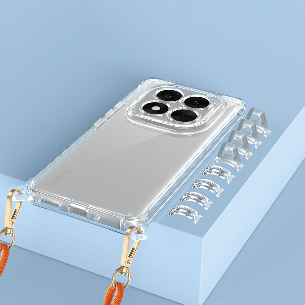 Xiaomi Redmi Note 14 Pro 5G Kılıf Airbagli Takılabilir Askı Aparatlı Zore Snap Silikon Kapak Şeffaf