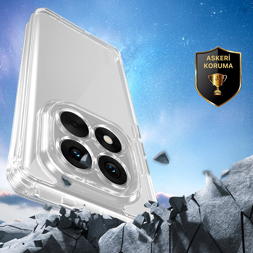Xiaomi Redmi Note 14 Pro 5G Kılıf Airbagli Takılabilir Askı Aparatlı Zore Snap Silikon Kapak Şeffaf