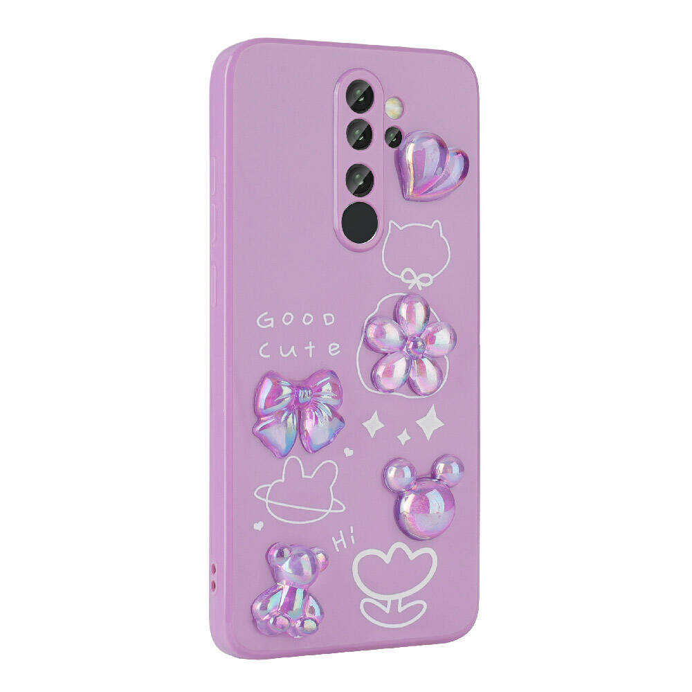 Xiaomi Redmi Note 8 Pro Kılıf Kabartma Figürlü Parlak Zore Toys Silikon Kapak Beyaz