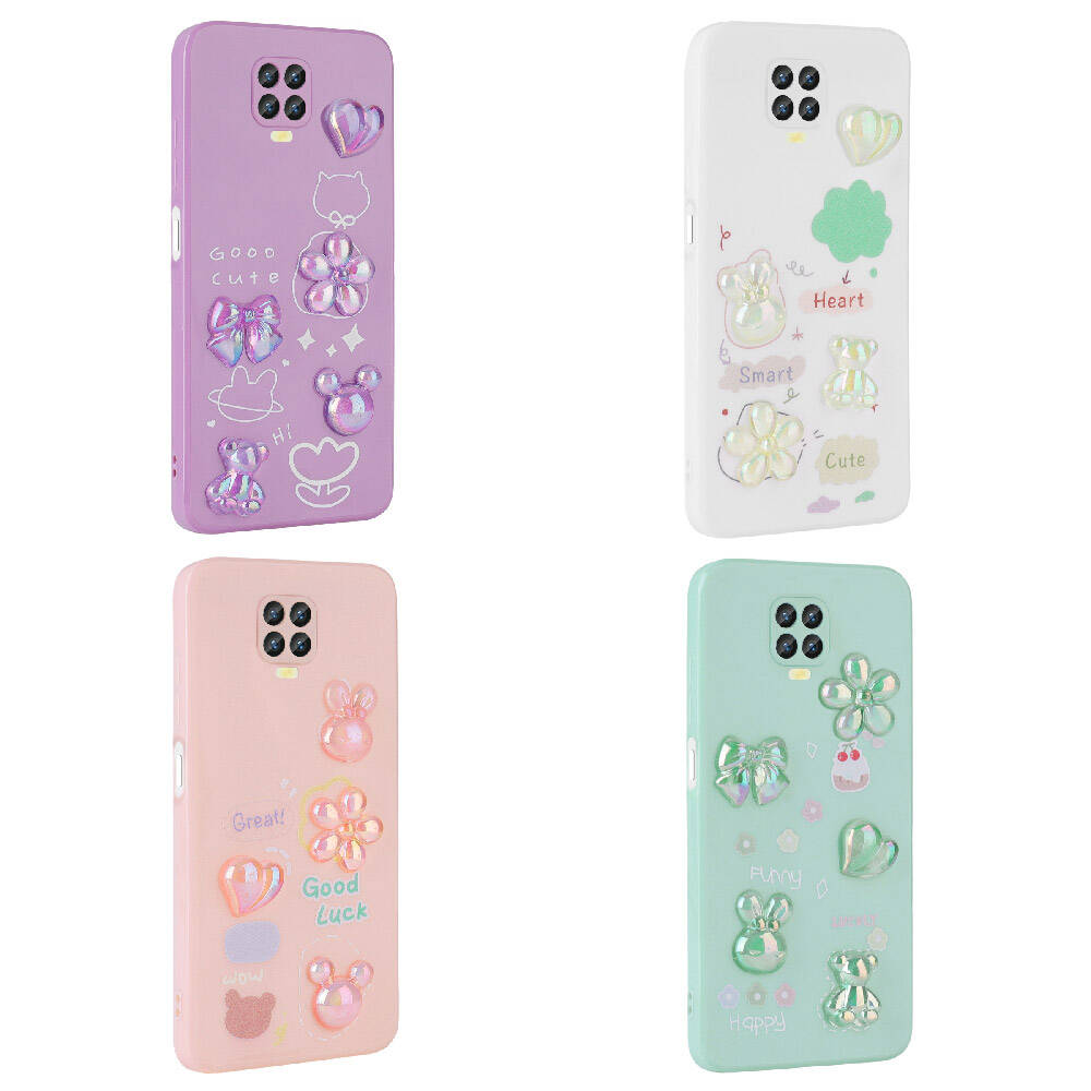 Xiaomi Redmi Note 9S Kılıf Kabartma Figürlü Parlak Zore Toys Silikon Kapak Açık Yeşil