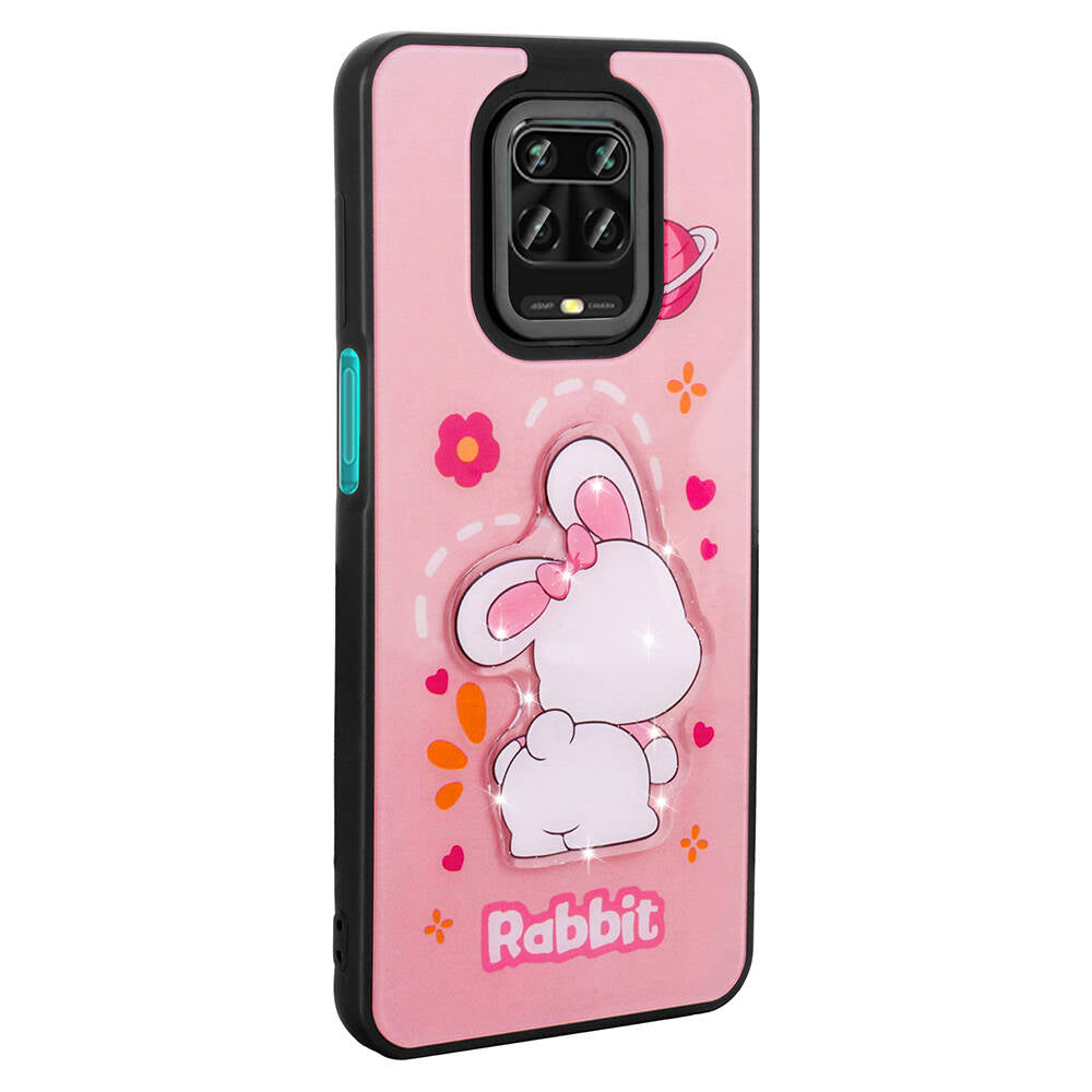 Xiaomi Redmi Note 9S Kılıf Parlayan Kabartmalı İkonik Figürlü Zore Amas Silikon Kapak Mor