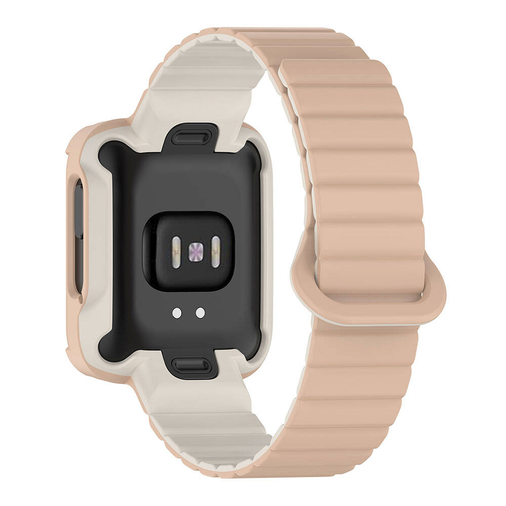 Xiaomi Redmi Watch 1 Silikon Kordon Zore KRD-105 Strap Kayış Koyu Kırmızı-Siyah