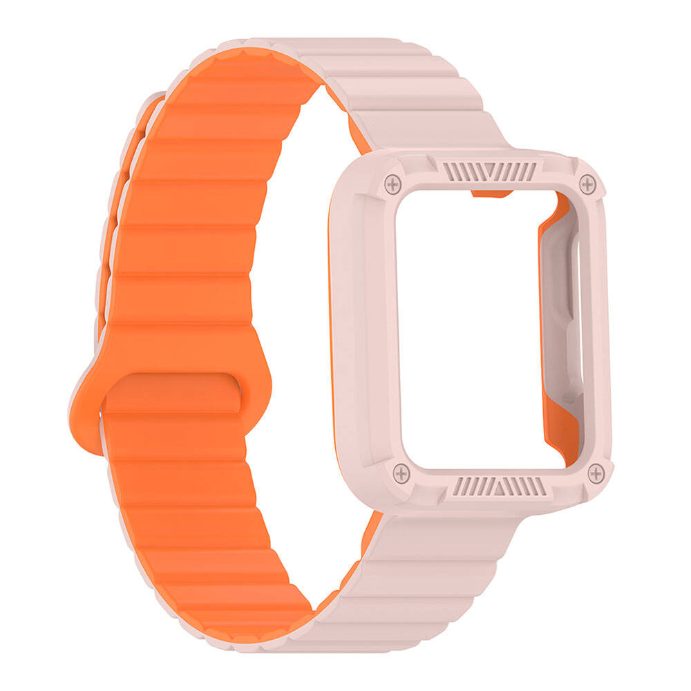 Xiaomi Redmi Watch 1 Silikon Kordon Zore KRD-105 Strap Kayış Koyu Kırmızı-Siyah