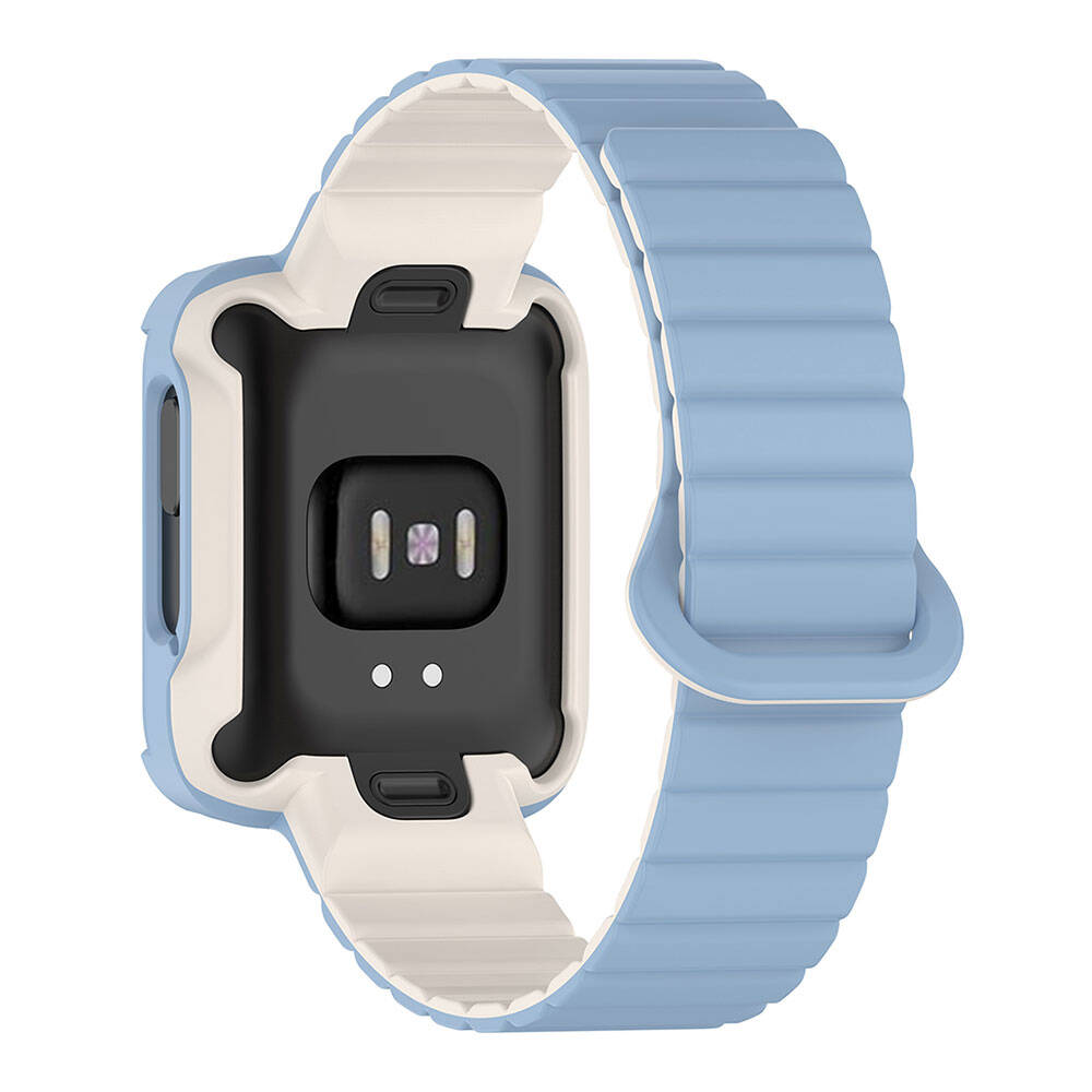 Xiaomi Redmi Watch 1 Silikon Kordon Zore KRD-105 Strap Kayış Koyu Kırmızı-Siyah
