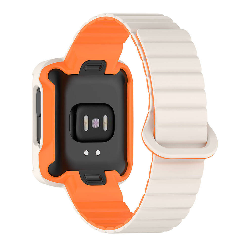 Xiaomi Redmi Watch 2 Silikon Kordon Zore KRD-105 Strap Kayış Koyu Kırmızı-Siyah