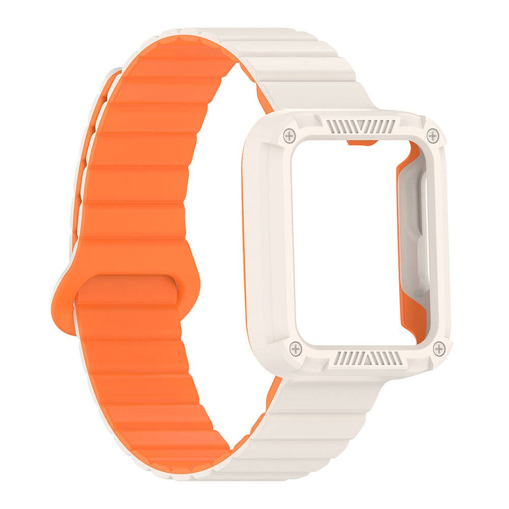 Xiaomi Redmi Watch 2 Silikon Kordon Zore KRD-105 Strap Kayış Koyu Kırmızı-Siyah