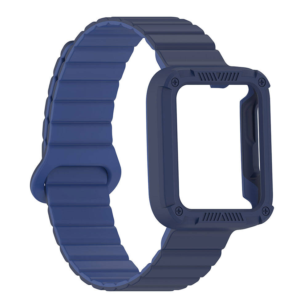 Xiaomi Redmi Watch 2 Silikon Kordon Zore KRD-105 Strap Kayış Koyu Kırmızı-Siyah
