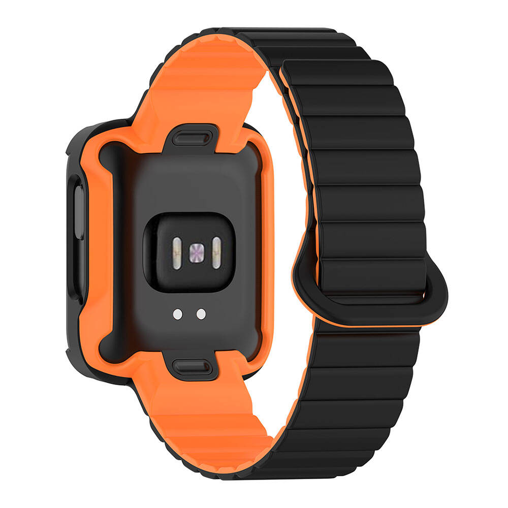 Xiaomi Redmi Watch 2 Silikon Kordon Zore KRD-105 Strap Kayış Koyu Kırmızı-Siyah