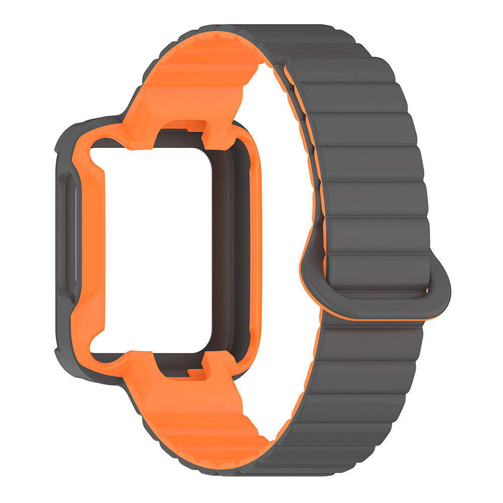 Xiaomi Redmi Watch 2 Silikon Kordon Zore KRD-105 Strap Kayış Koyu Kırmızı-Siyah