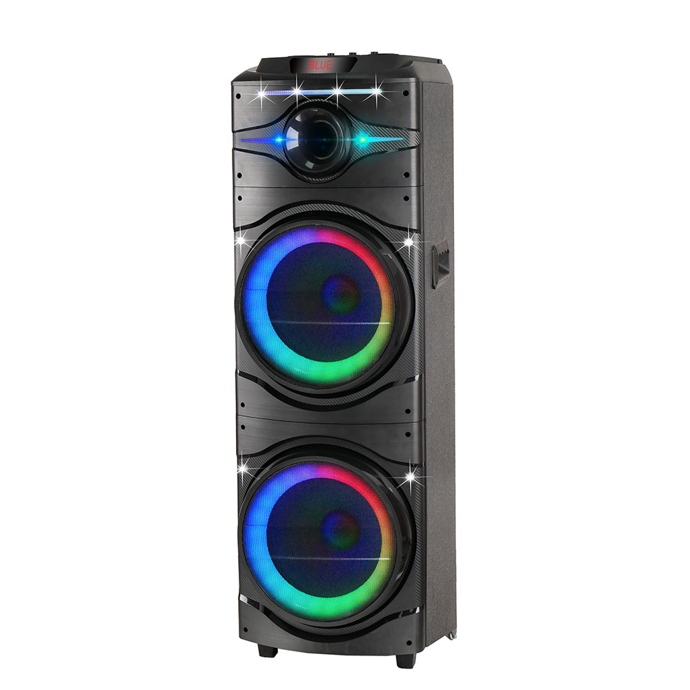 Zore GD-2016 Dijital LED Göstergeli FM Radyolu Mikrofonlu RGB TWS Çift 12 inç Stereo Bass Kablosuz Karaoke Hoparlör Siyah
