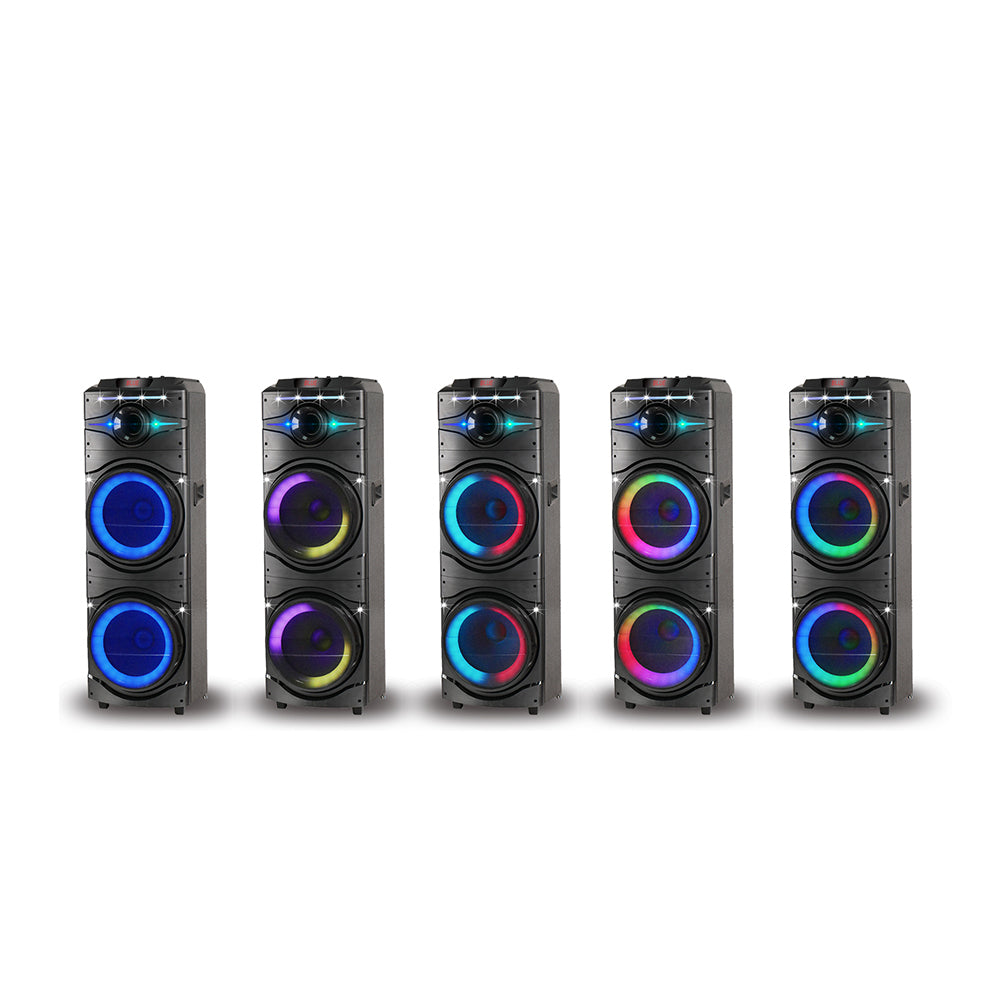 Zore GD-2016 Dijital LED Göstergeli FM Radyolu Mikrofonlu RGB TWS Çift 12 inç Stereo Bass Kablosuz Karaoke Hoparlör Siyah