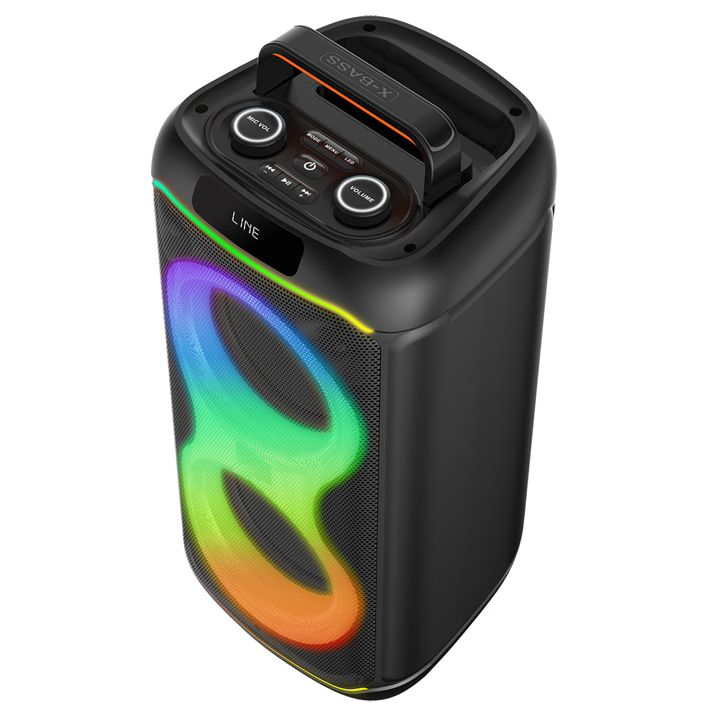 Zore GD-2823 Dijital LED Göstergeli FM Radyolu Mikrofonlu RGB TWS Çift 8 inç Stereo Bass Kablosuz Karaoke Hoparlör Siyah