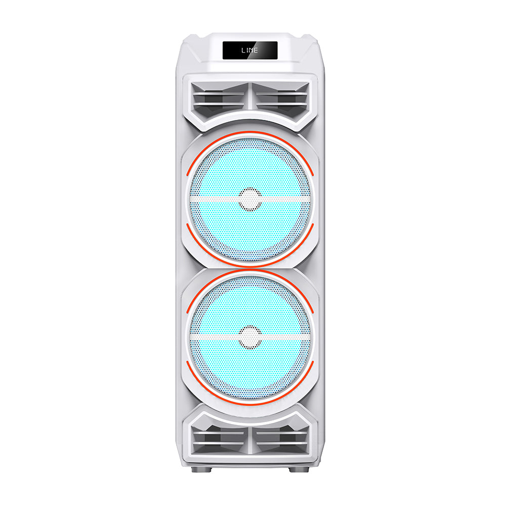 Zore GD-2828 Dijital LED Göstergeli Mikrofonlu RGB TWS Çift 8 inç Stereo Bass Kablosuz Karaoke Hoparlör Beyaz